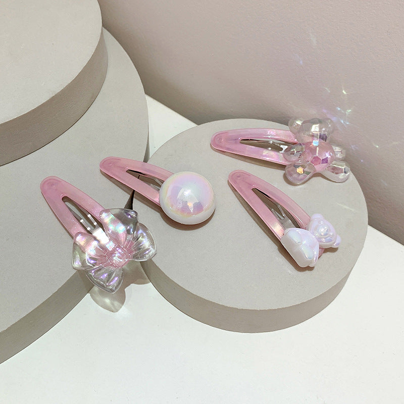 Iridescent Pink Pearl Hair Clips