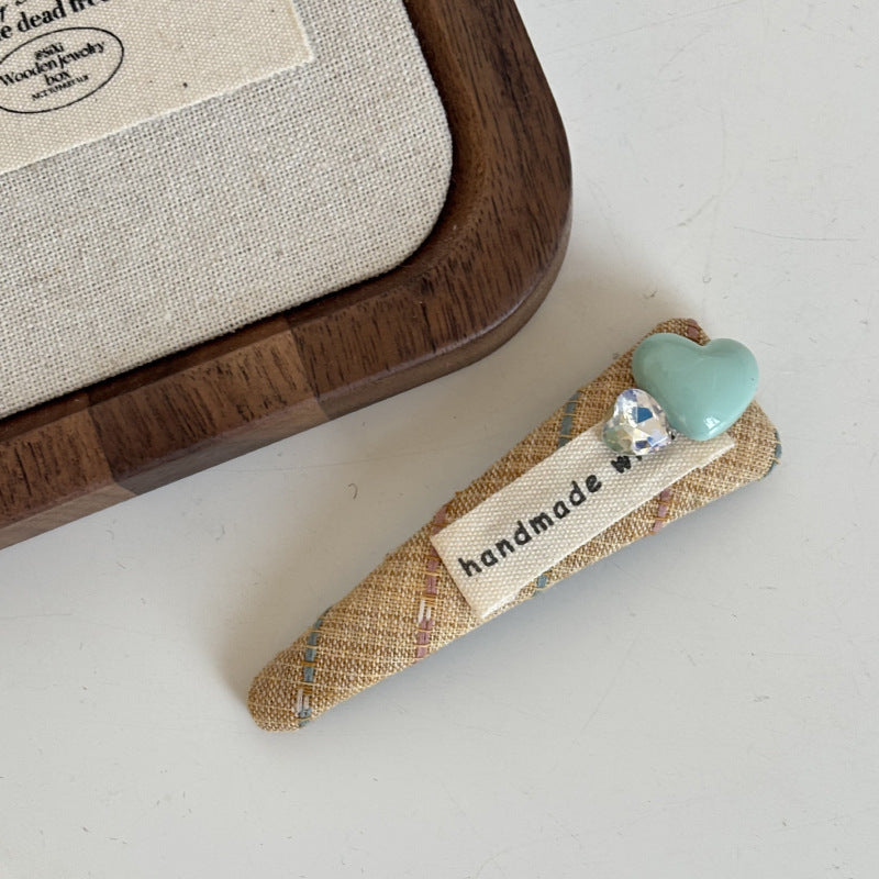 Handmade Teddy Heart Plaid Scrunchie