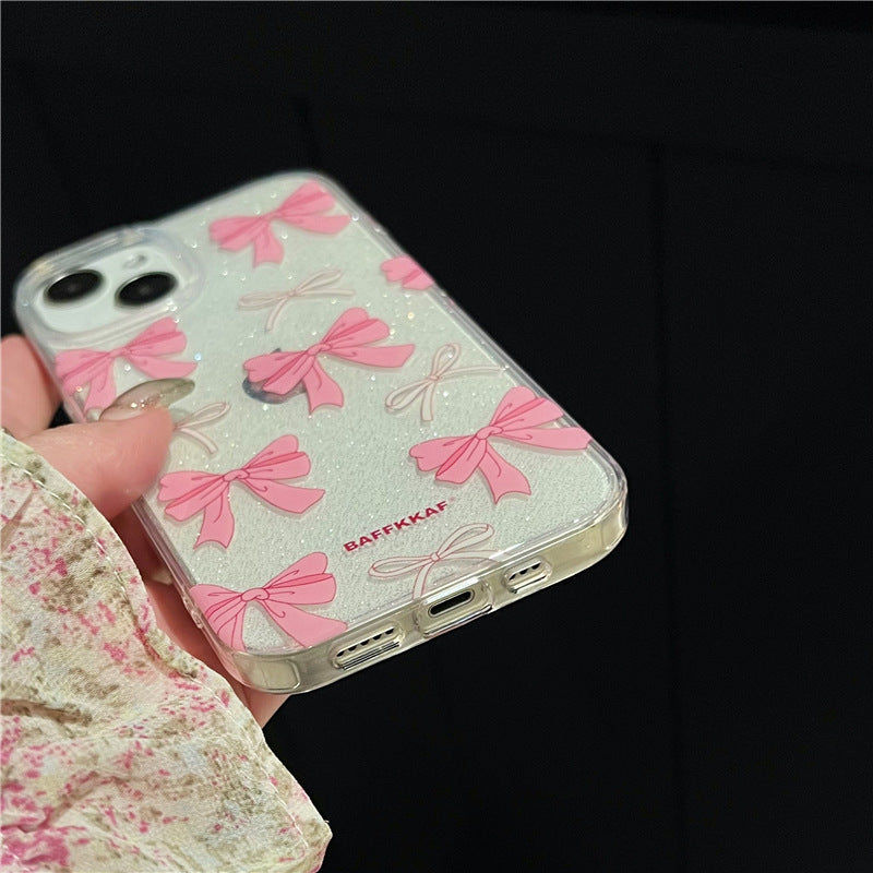 Pink Bow Embellished Clear Phone Case