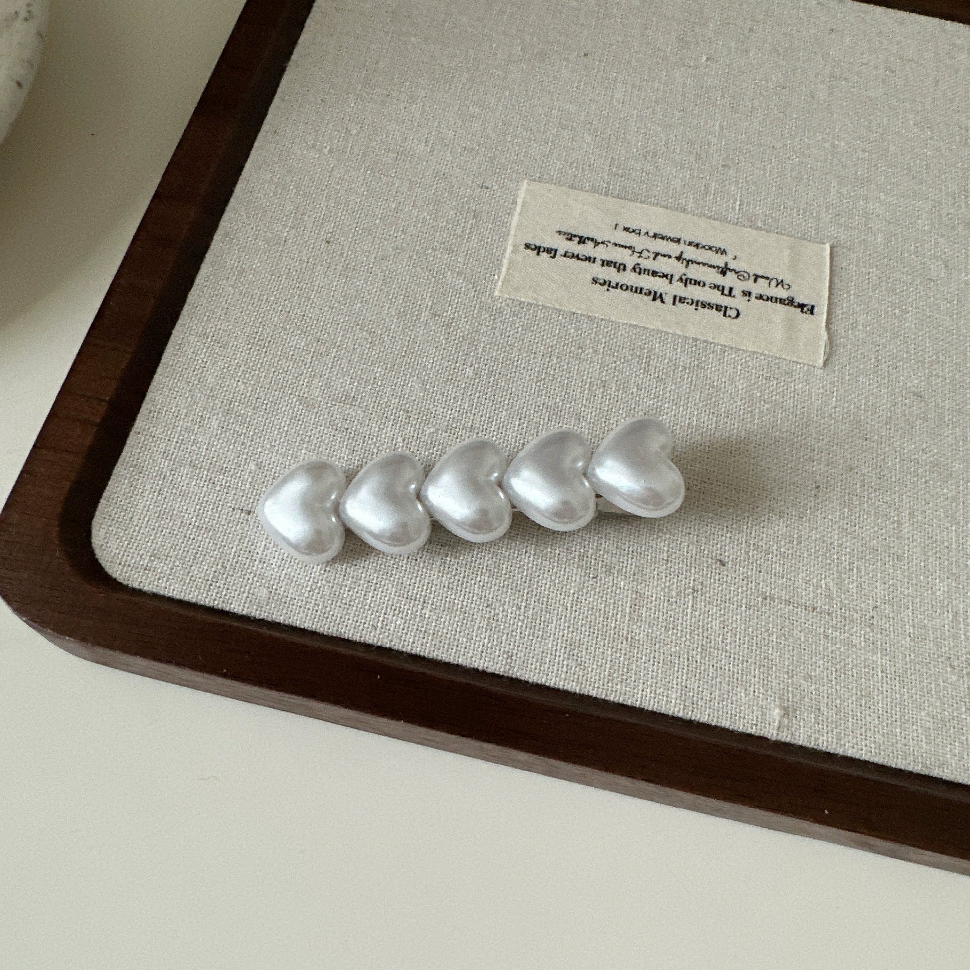 Pearl Heart Bow Clips