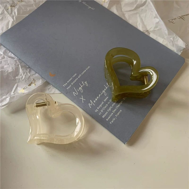 Translucent Heart Claw Clips