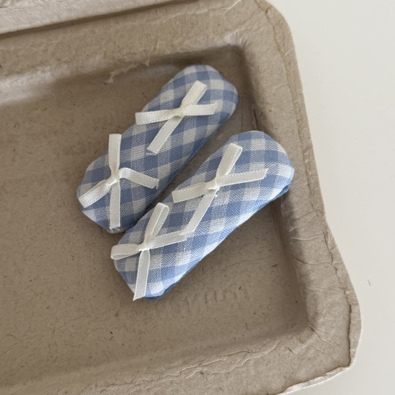 Gingham Ribbon Star Hair Clips