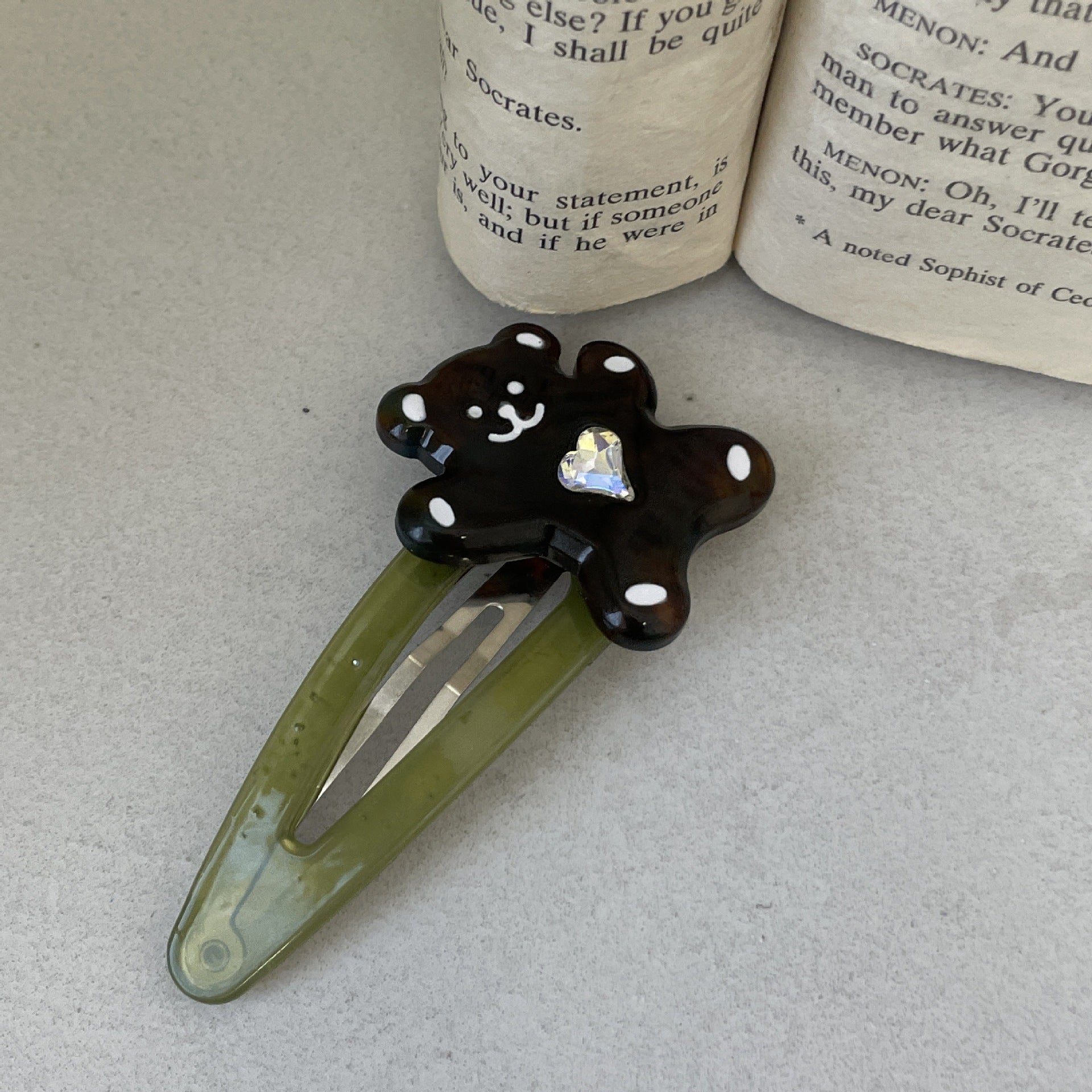 Mossy Teddy Hair Clip