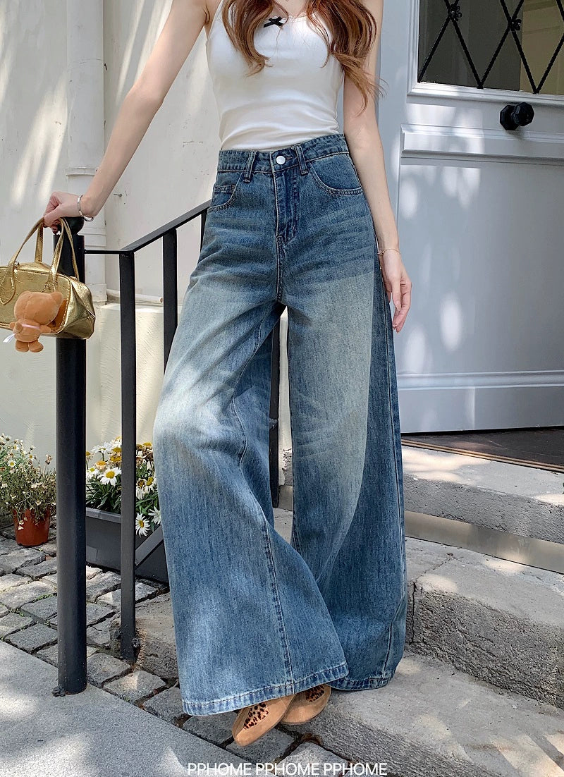 Chic Flared Waistline Blue Jeans