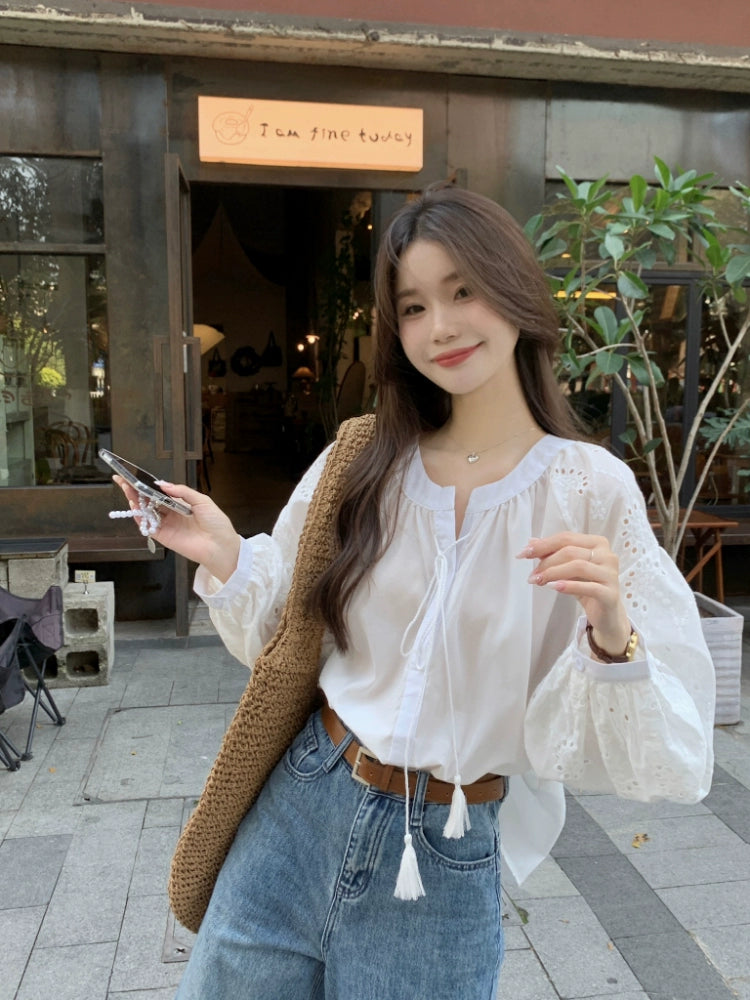 Boho Chic Lace Sleeve Blouse