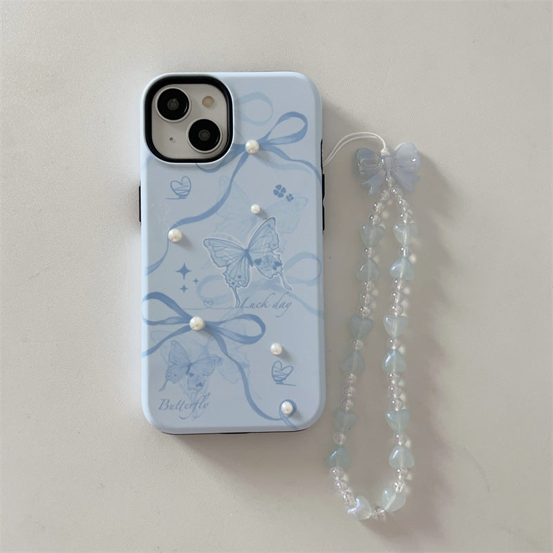 Blue Bow Butterfly Pearl Case