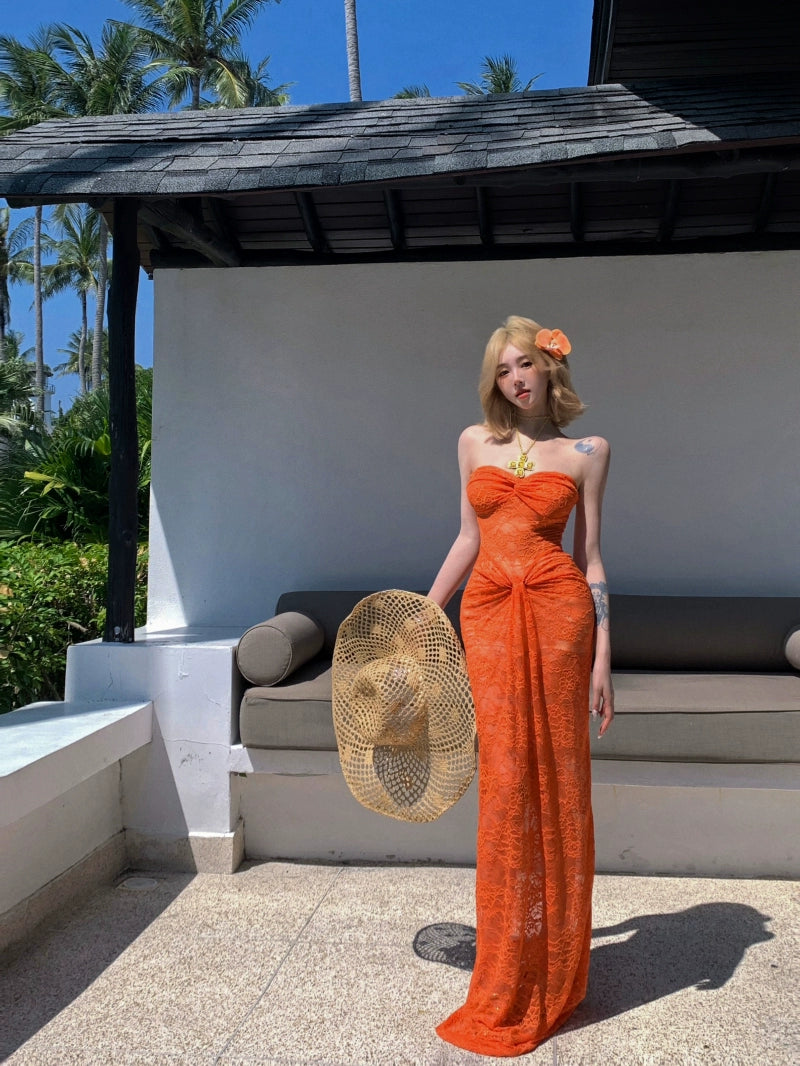 Chic Orange Resort Maxi Dress