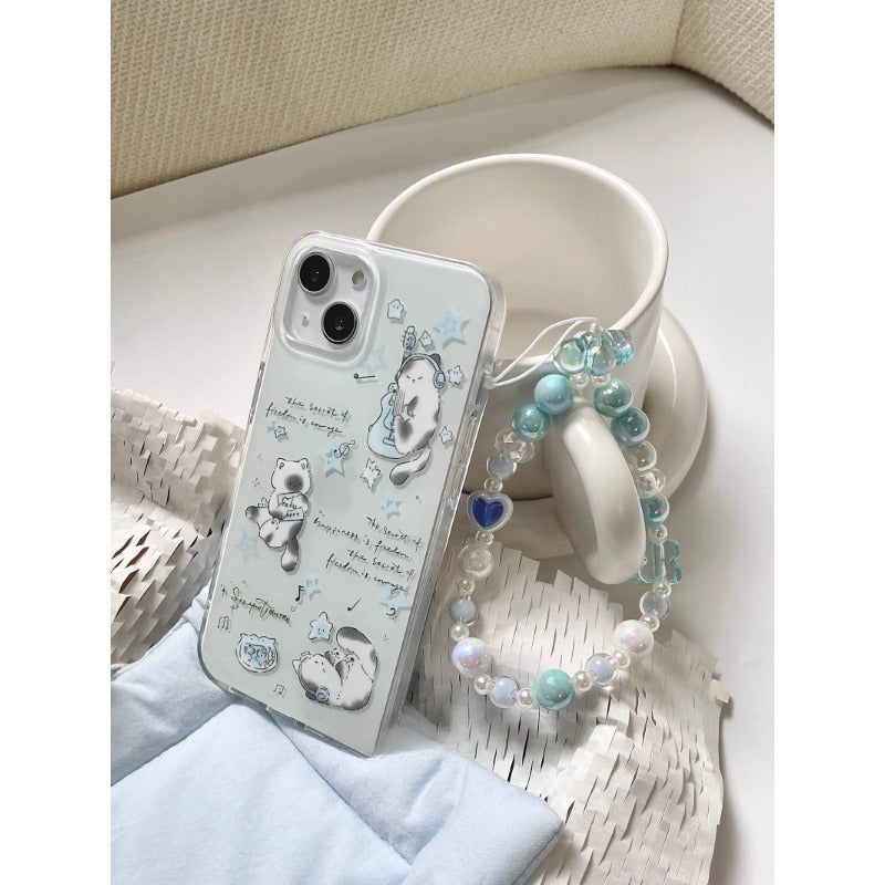 Blue Beaded Bear Phone Case