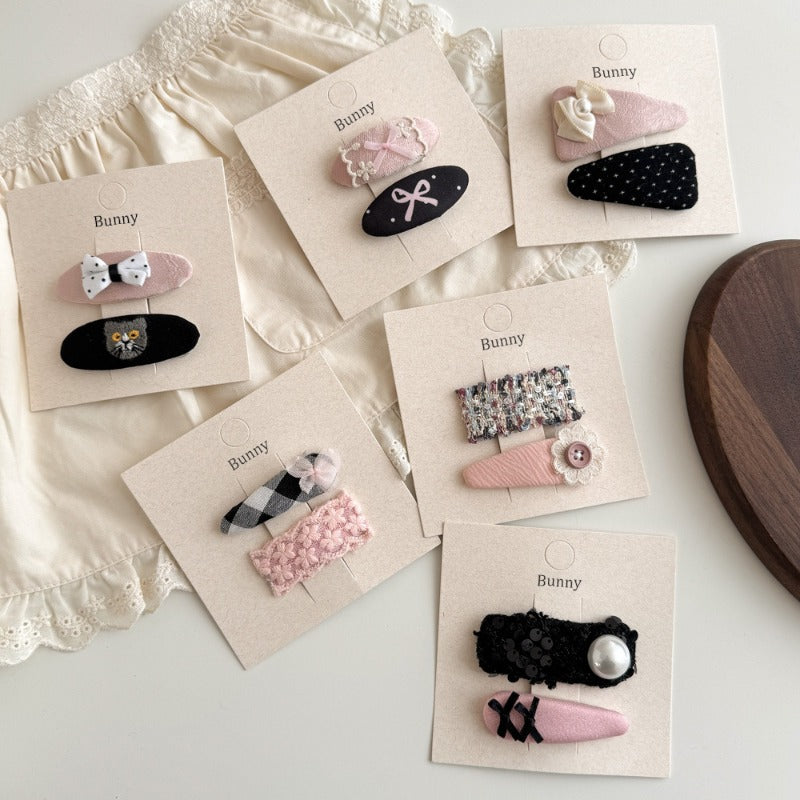 Bunny Pink Black Hair Clips