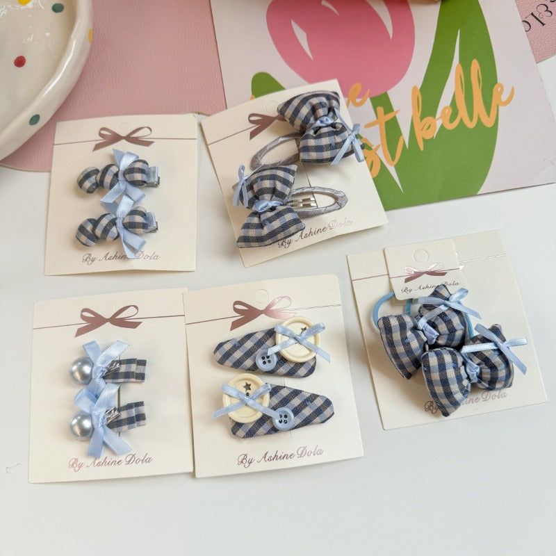 Gingham Bow Hair Clip Set