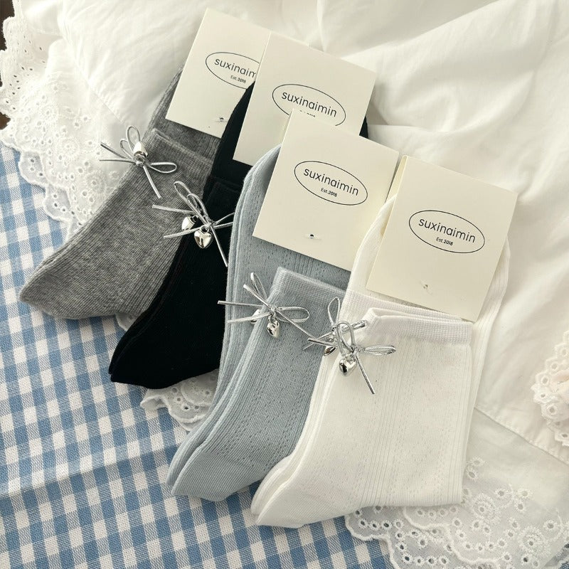 Ribbed Bell Bow Socks