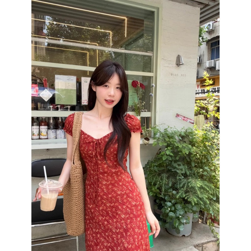 Rust Floral Tie-Front Maxi