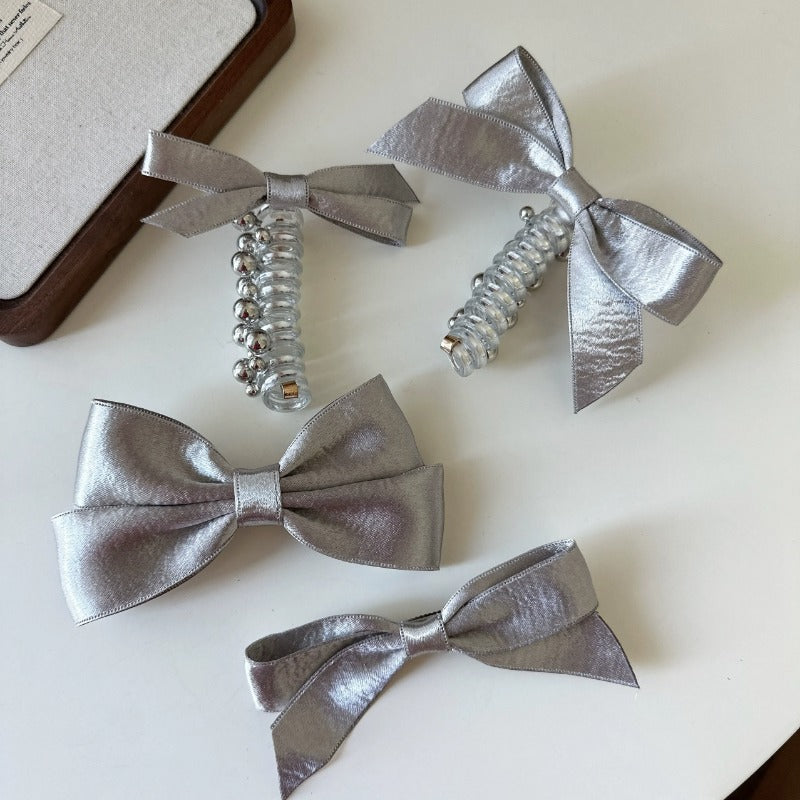 Girls Pearl Ribbon Hair Clip