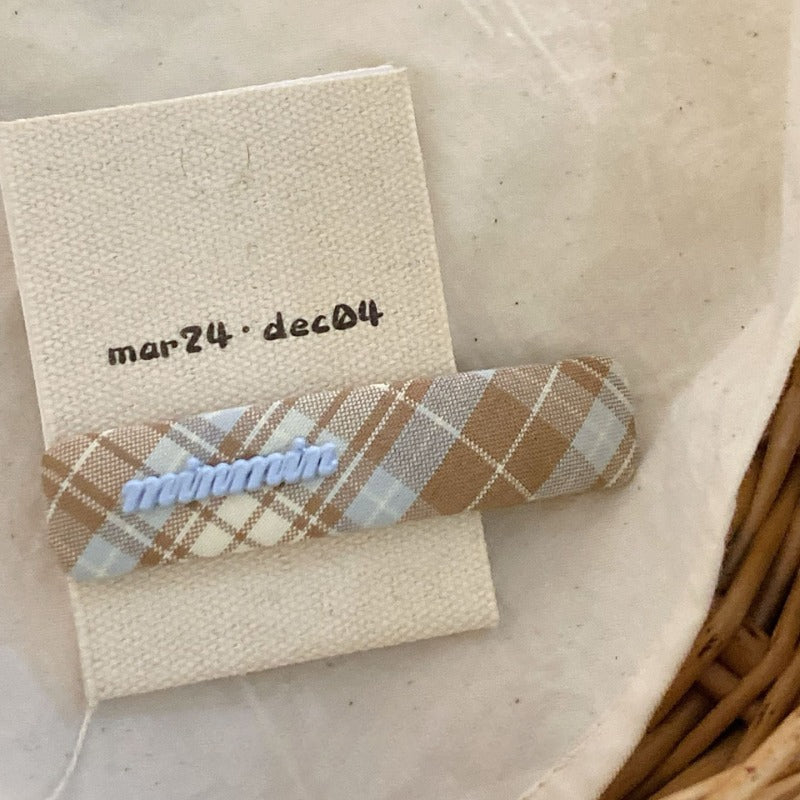 Plaid Embroidered Hair Clips