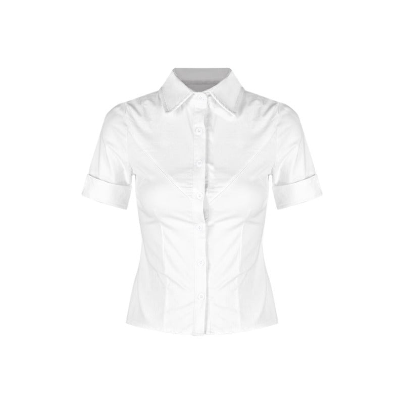 Tailored Slim‑Fit Button Blouse
