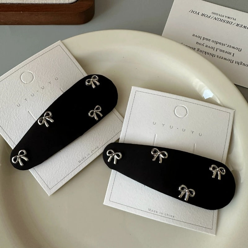 Black Bow Cotton Crew Hair Clip