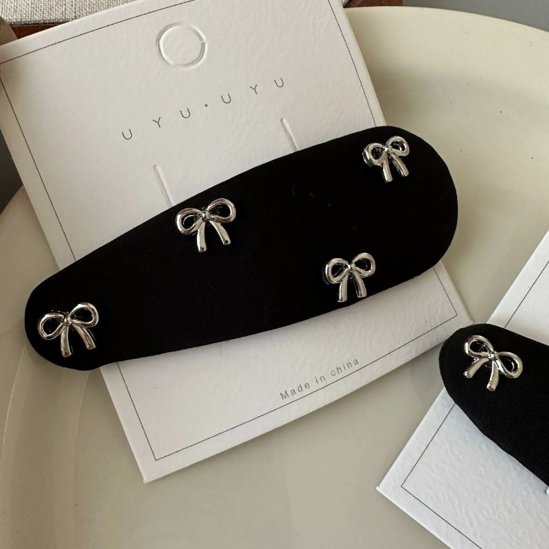 Black Bow Cotton Crew Hair Clip