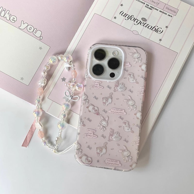 Pink Beaded Unicorn Phone Case
