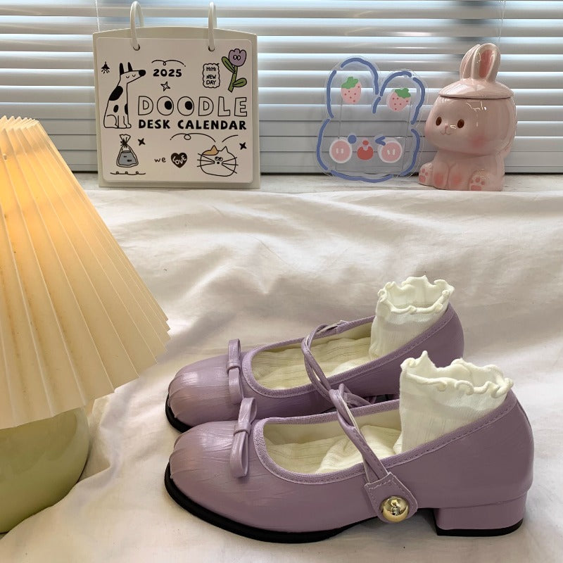 Glossy Bowknot Mary Jane Flats