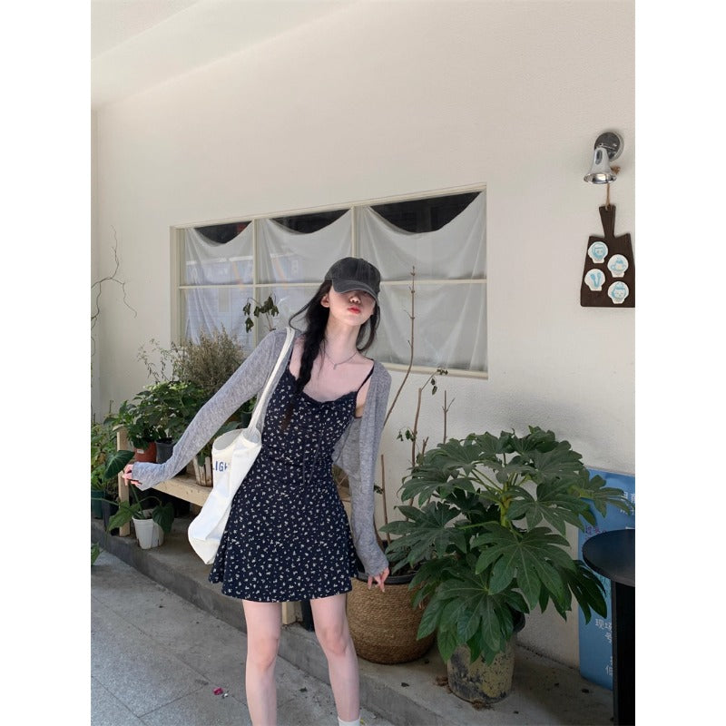 Floral Mini Dress Cardigan