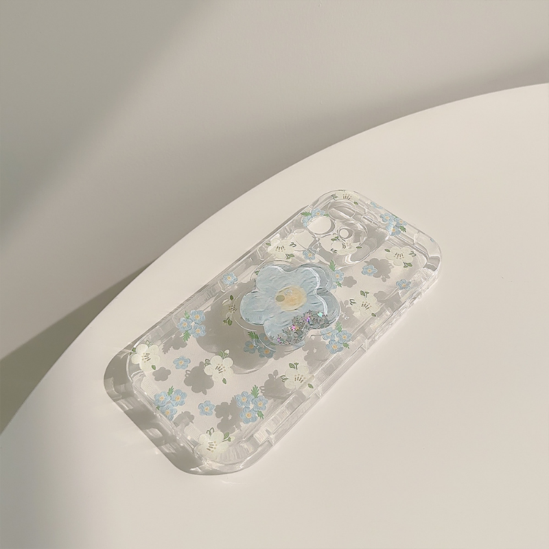 Transparent Baby Blue Flower Case