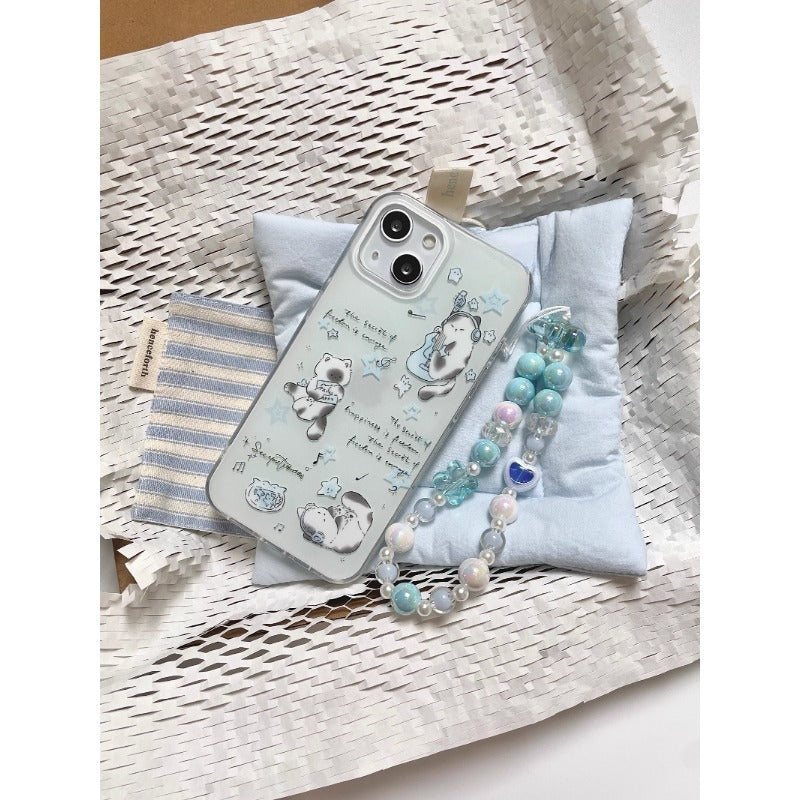 Blue Beaded Bear Phone Case