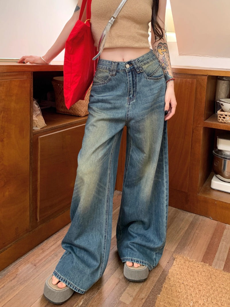 Retro High-Waist Flared Denim Jeans