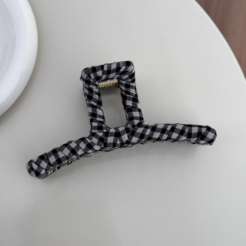 Black Gingham Hair Claw Clips