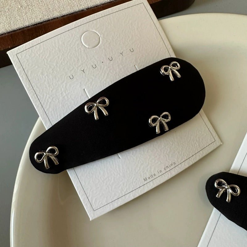 Black Bow Cotton Crew Hair Clip