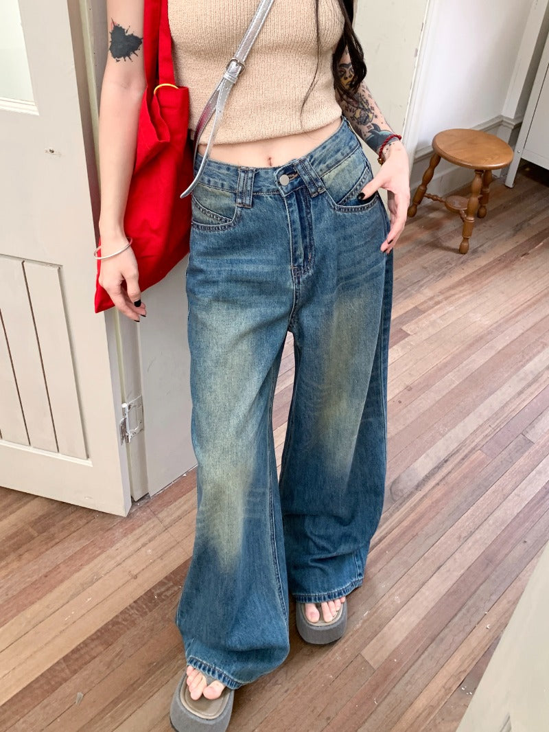 Retro High-Waist Flared Denim Jeans