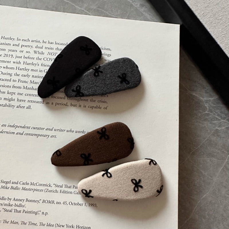 Embroidered Bow Hair Clips