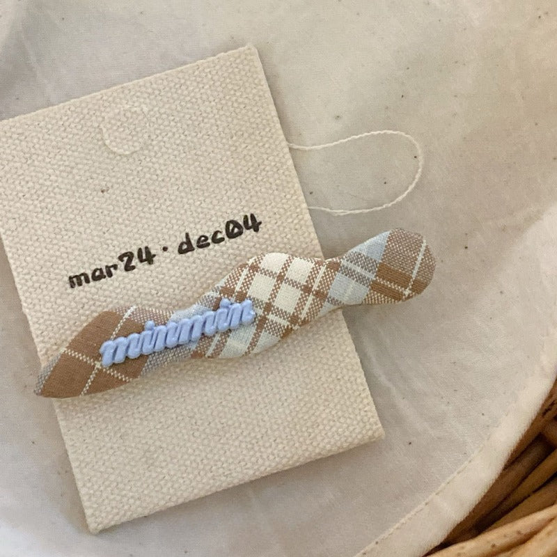Plaid Embroidered Hair Clips
