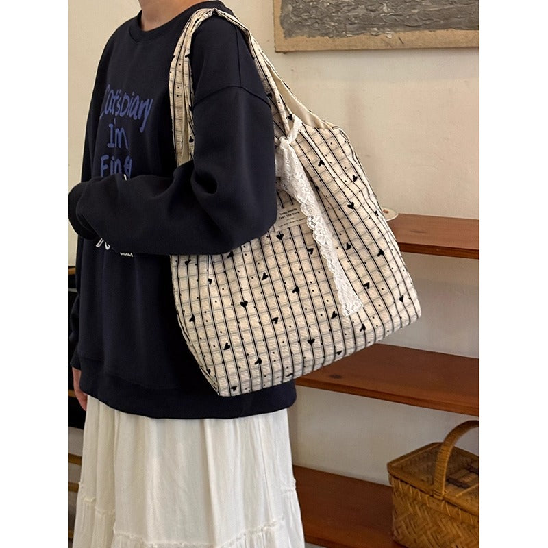 Cat Print Canvas Tote