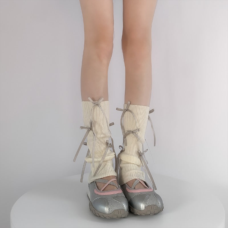 Stylish Ribbed Lace-Up Ankle Socks