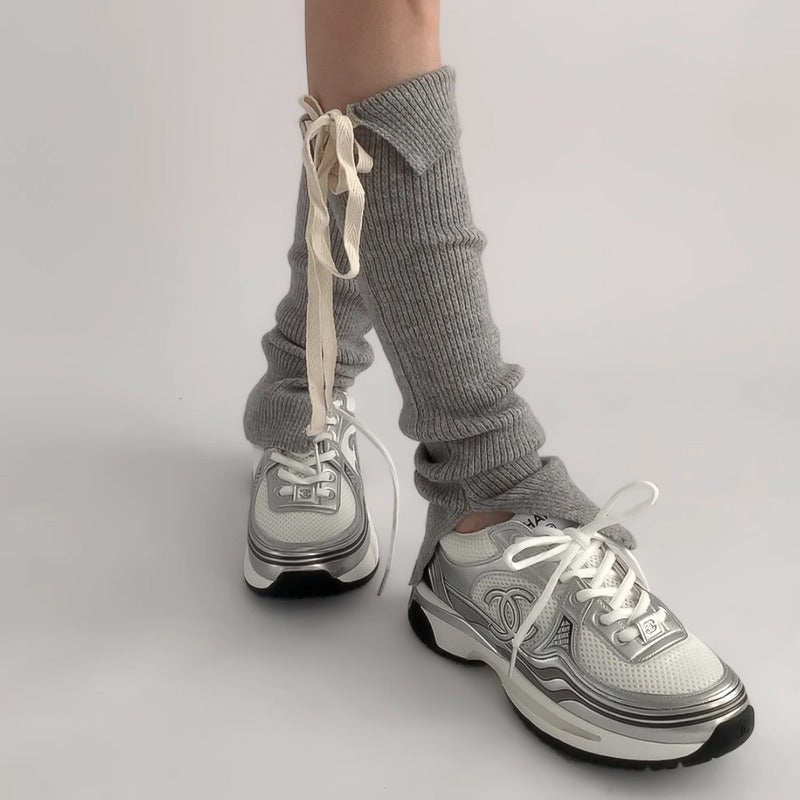 Cozy Knit Ribbed Slouchy Tie-Up Socks
