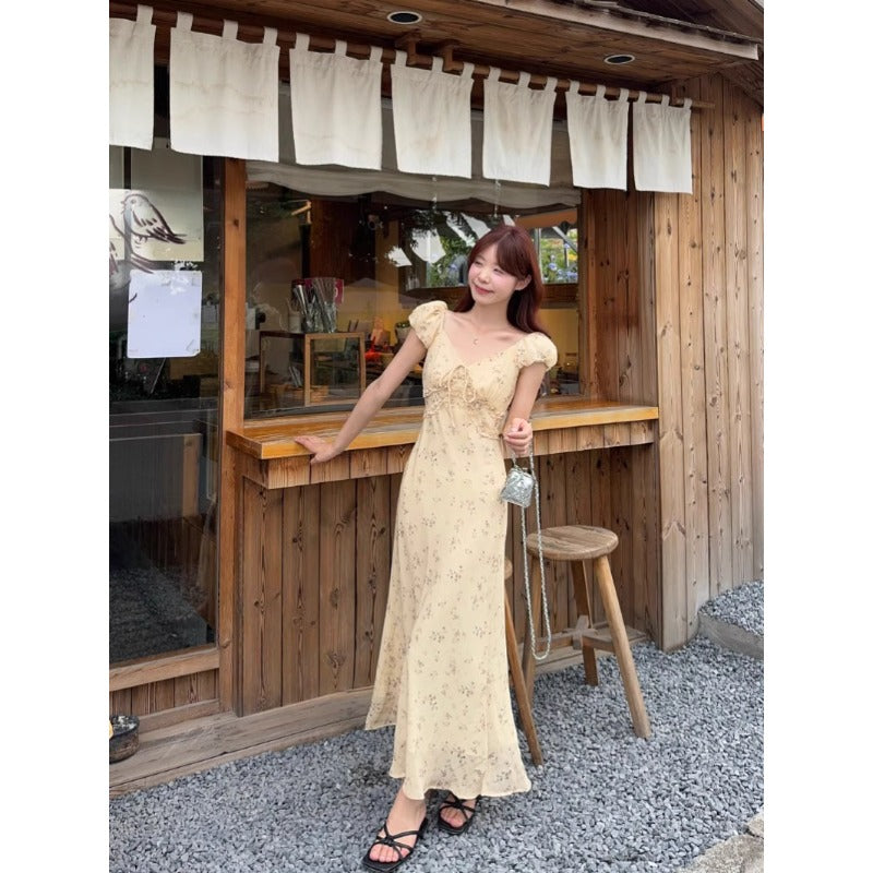 Yellow Floral Tie-Front Maxi