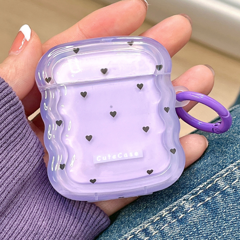 Purple Heart Ditsy Airpods Case