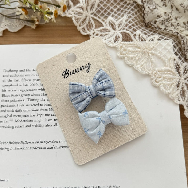 Vintage Plaid Cotton Bow Clips