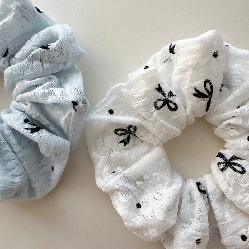 Lace Bow Print Scrunchies