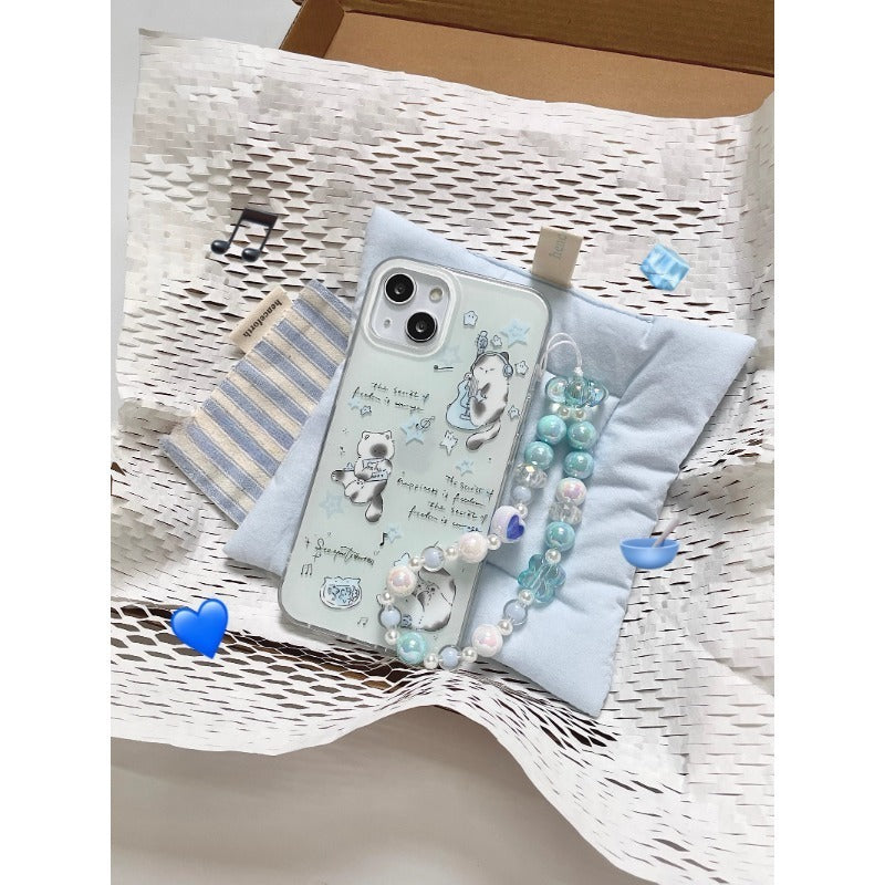 Blue Beaded Bear Phone Case
