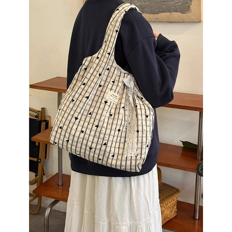 Cat Print Canvas Tote