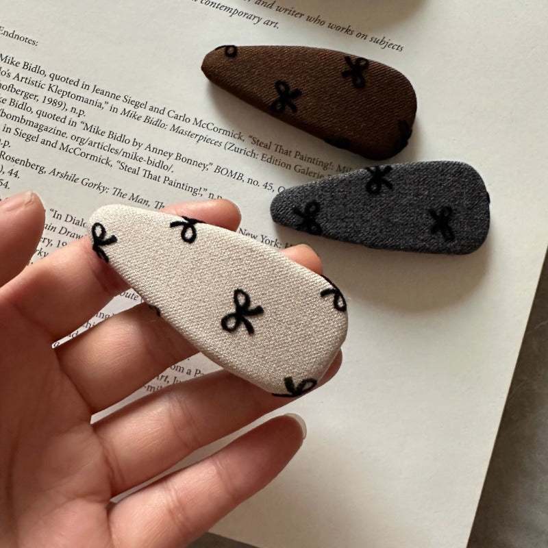 Embroidered Bow Hair Clips