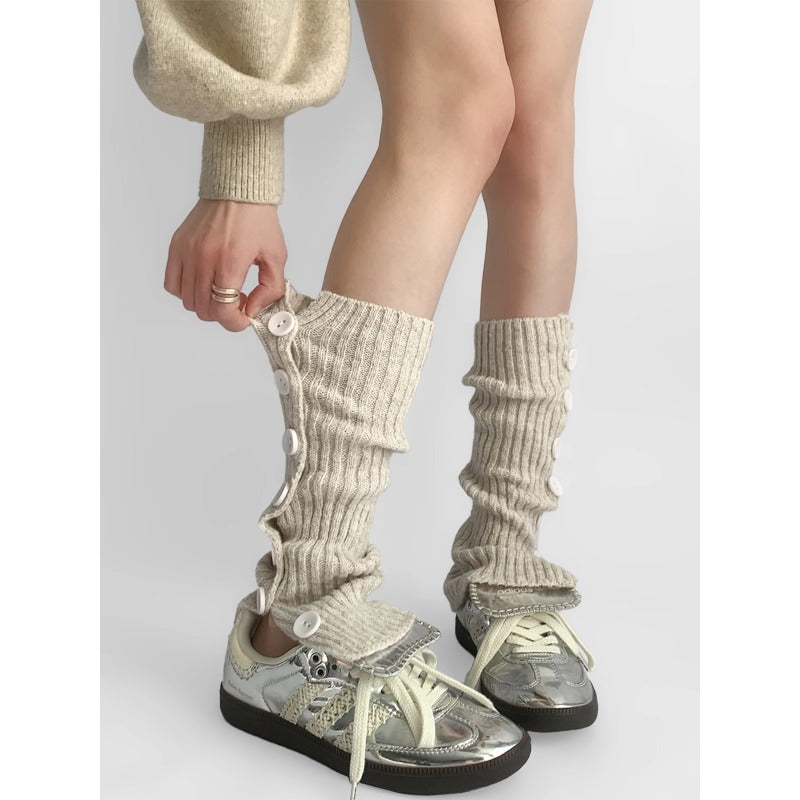 Chunky Buttoned Ribbed Leg Warmers