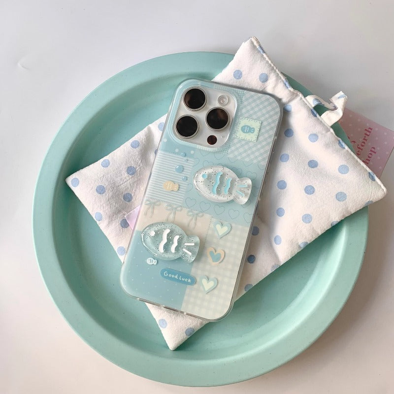 Blue Patchwork Fish Case