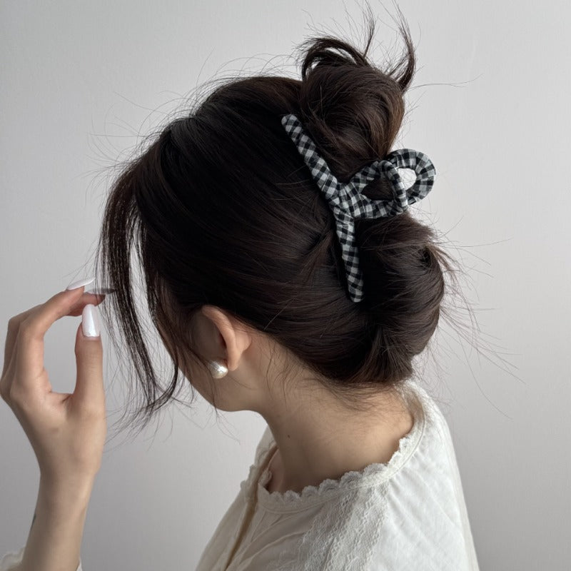 Black Gingham Hair Claw Clips