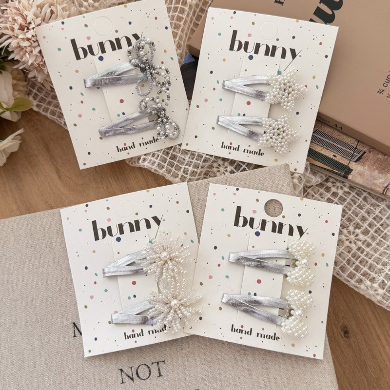 Elegant Silver Pearl Hair Clips