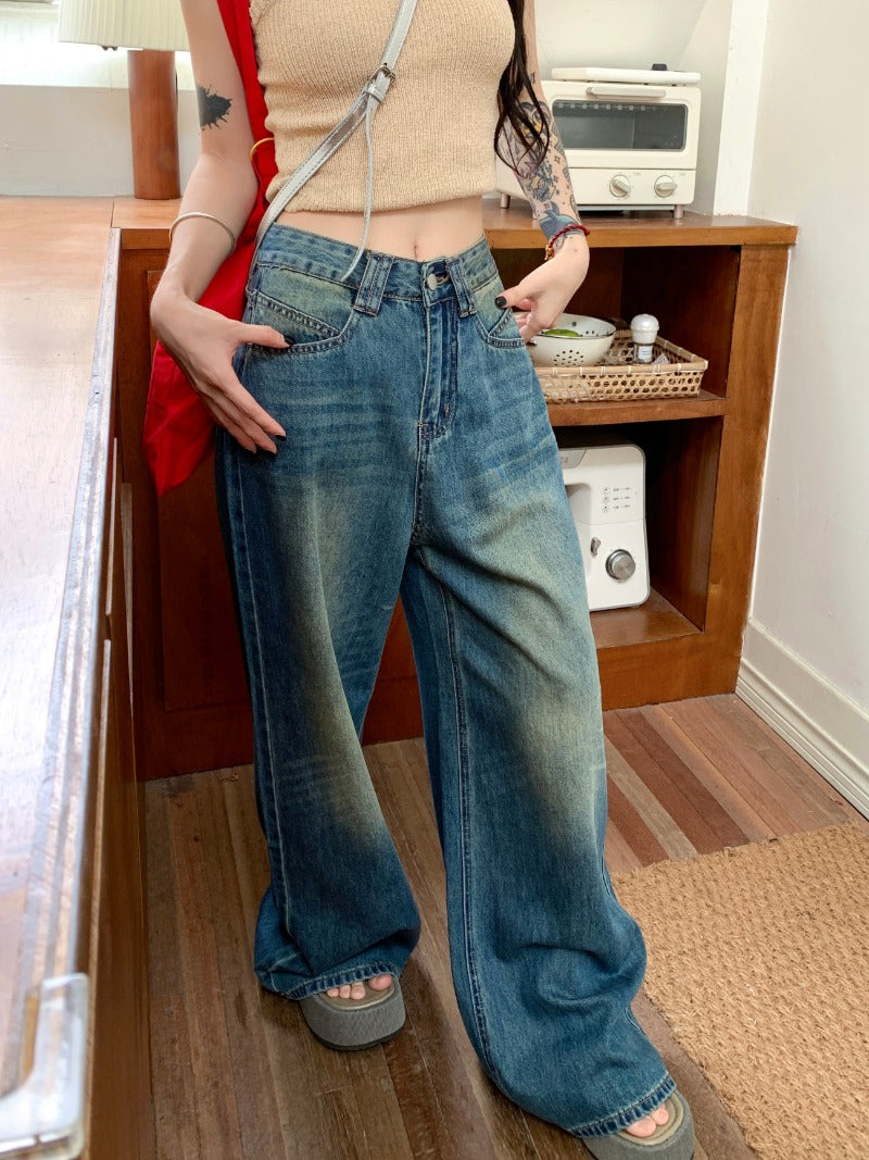 Retro High-Waist Flared Denim Jeans