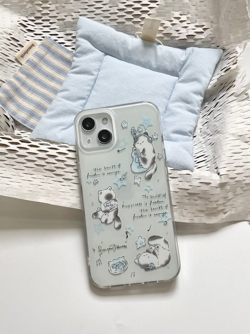 Blue Beaded Bear Phone Case