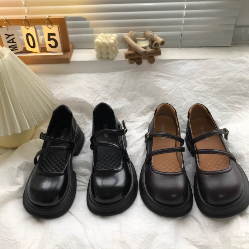 Glossy Double Strap Mary Janes