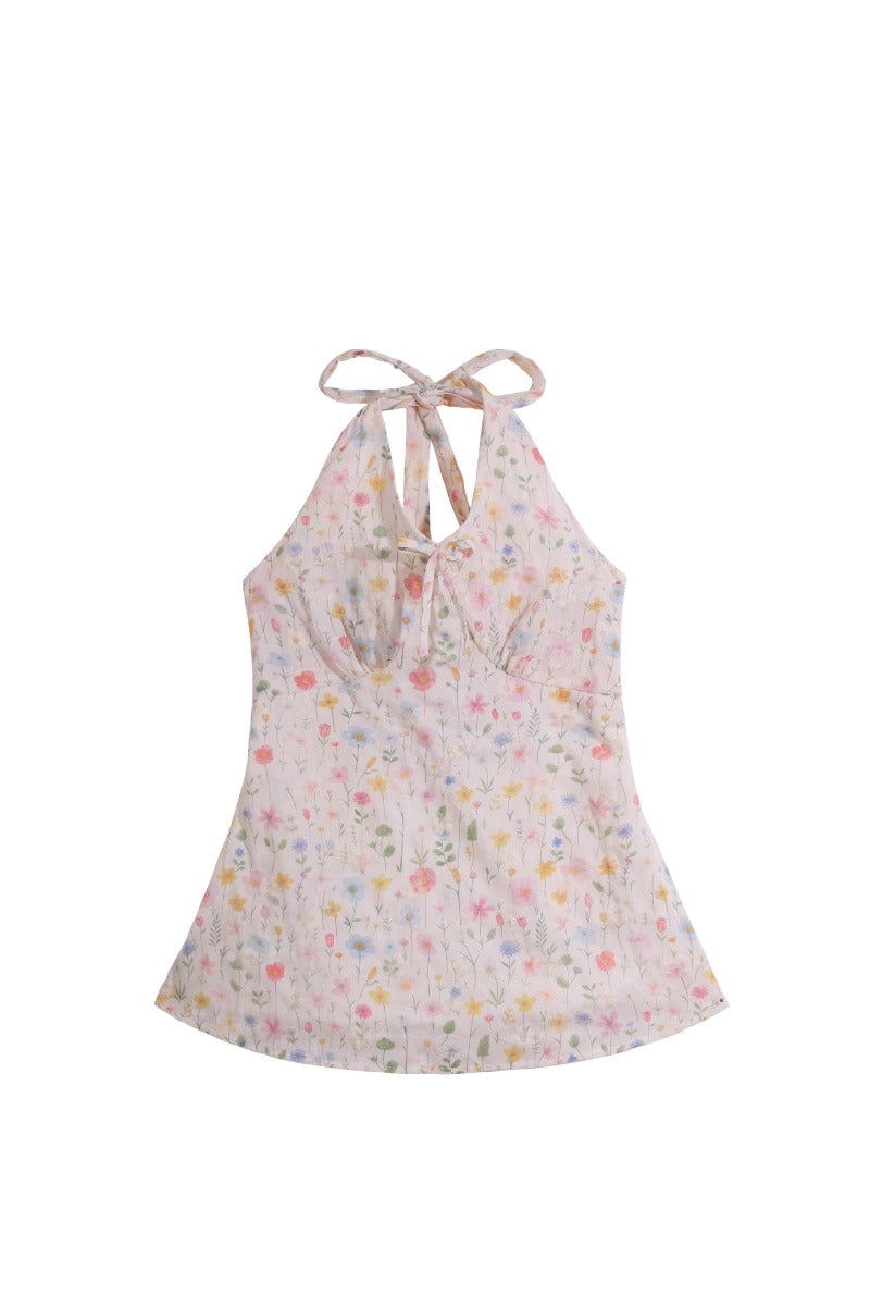 Sani V Neck Halter Floral Top